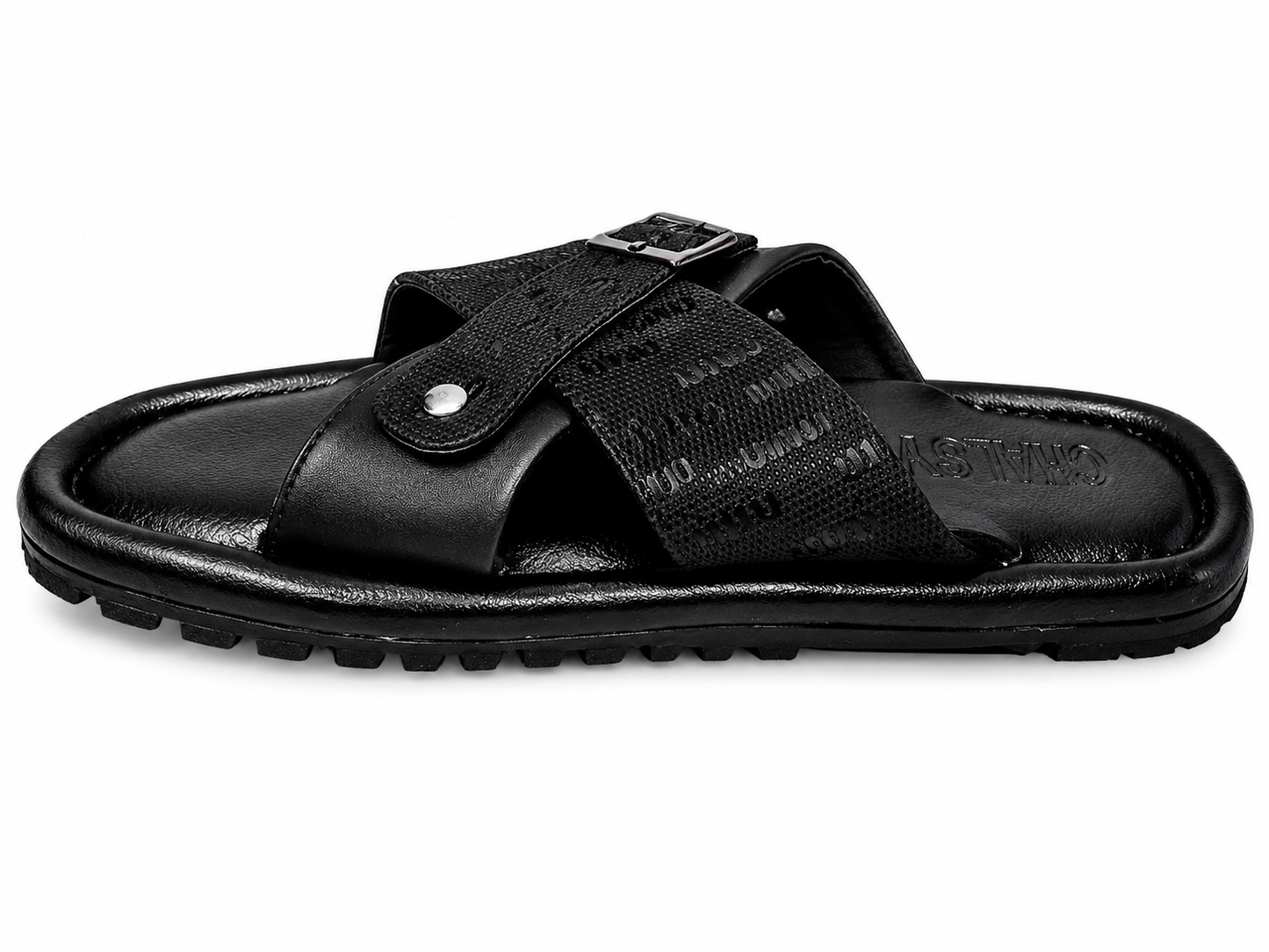 Trendy Black Cross Strap Buckle Casual Sandals