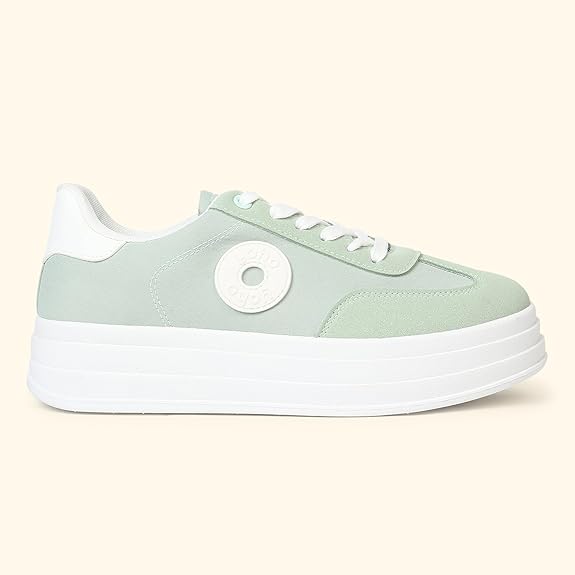 Women’s Mint Green Platform Sneakers – Stylish Casual Lace-Up Shoes