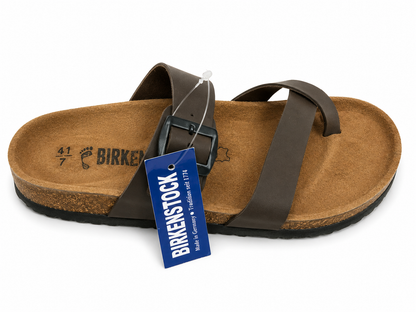 Elegant Brown Toe Ring Buckle Comfort Sandals