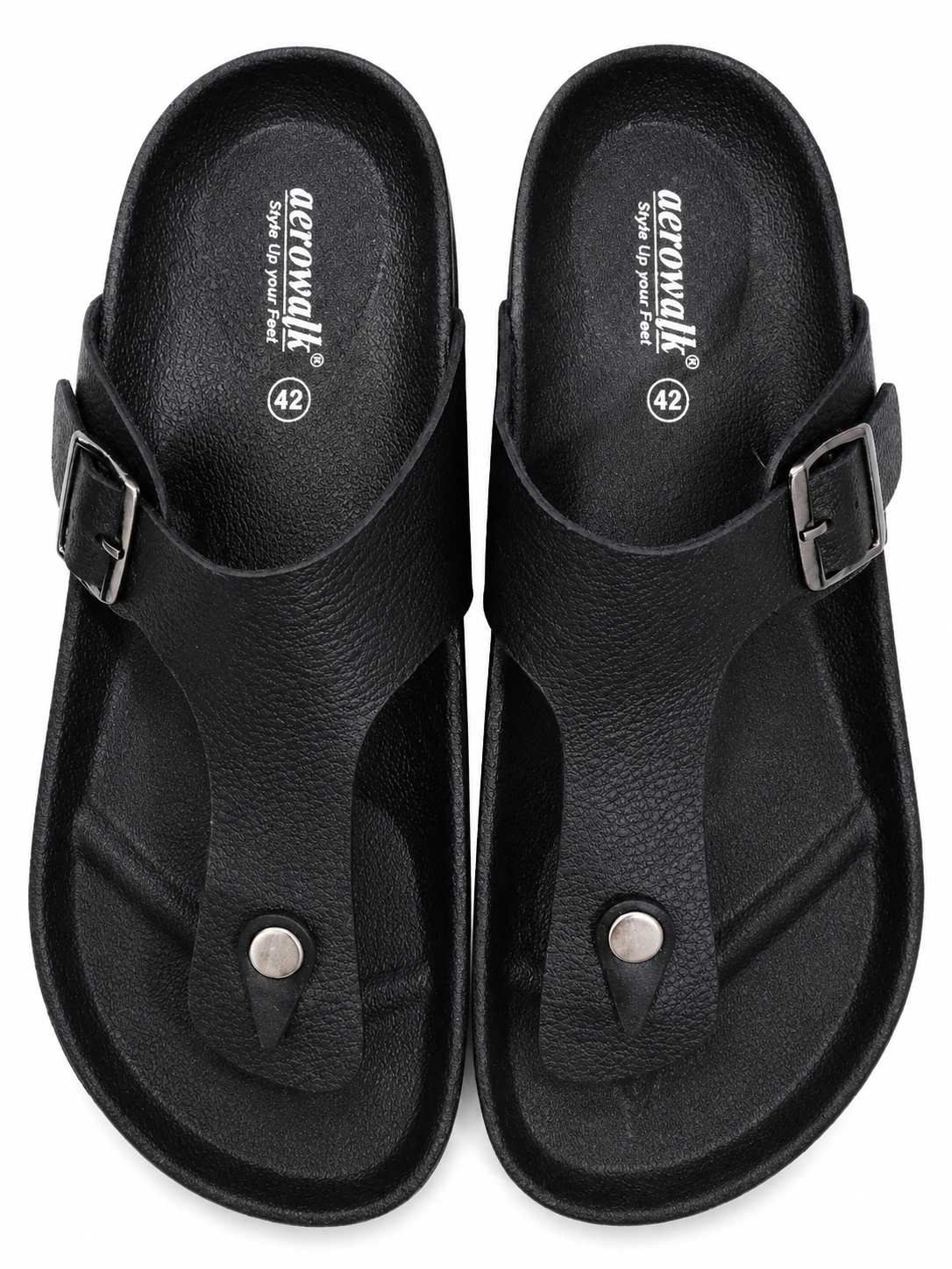 Black Toe Ring Buckle Comfort Casual Sandals