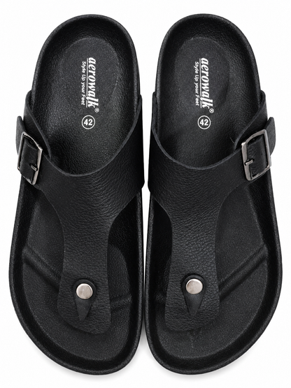 Black Toe Ring Buckle Comfort Casual Sandals
