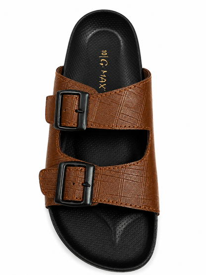 Classic Brown Double Buckle Comfort Casual Sandals