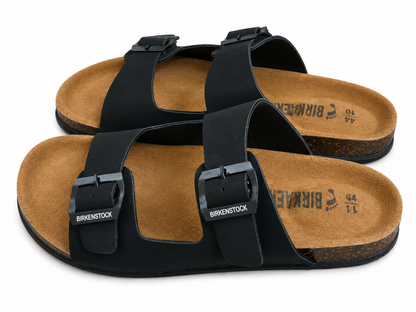 Classic Black Double Strap Comfort Casual Sandals
