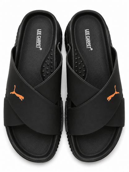 Sporty Black Comfort Slip-On Casual Slide Sandals