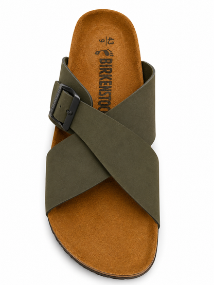 Stylish Black Cross Strap Buckle Comfort Sandals