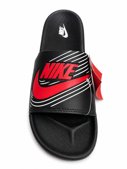 Sporty Black Red Graphic Comfort Slide Sandals