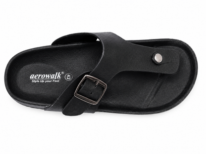 Black Toe Ring Buckle Comfort Casual Sandals
