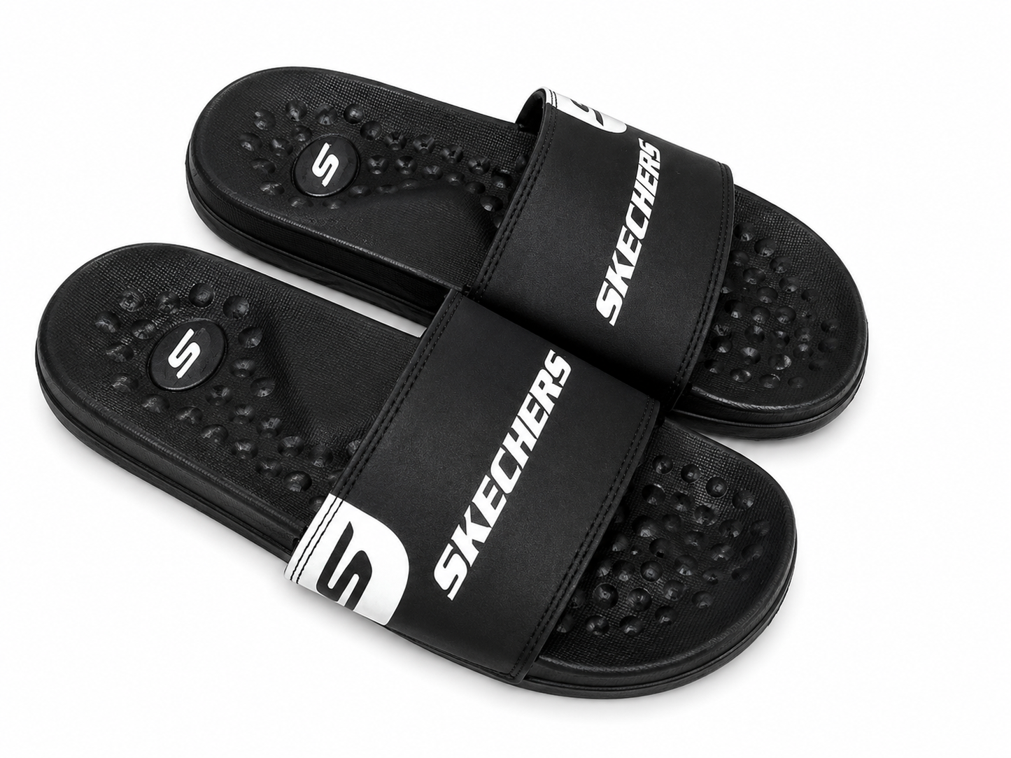 Black Sporty Comfort Slide Sandals Lightweight Daily Wear