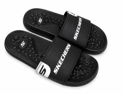 Black Sporty Comfort Slide Sandals Lightweight Daily Wear