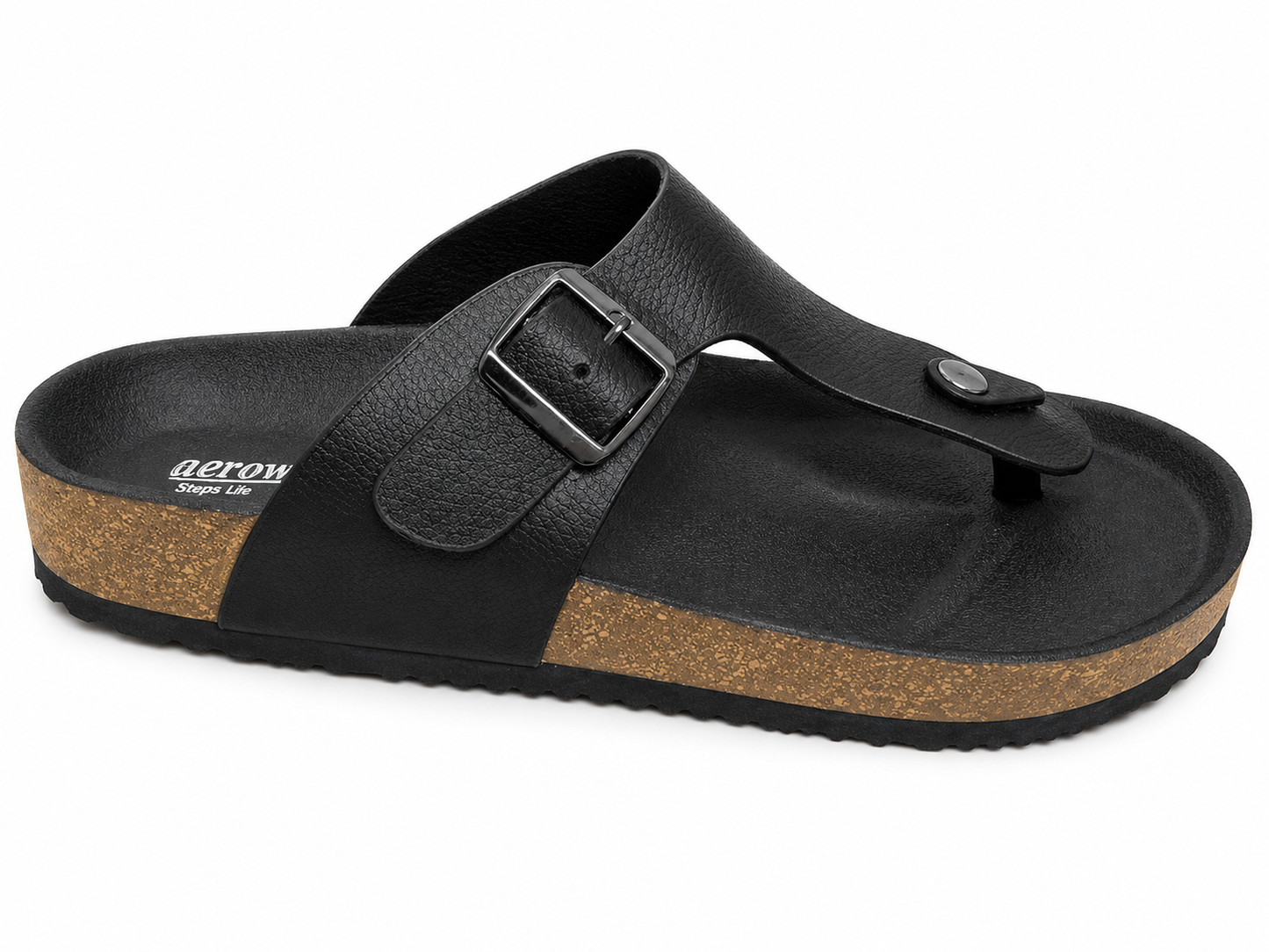 Black Toe Ring Buckle Comfort Casual Sandals