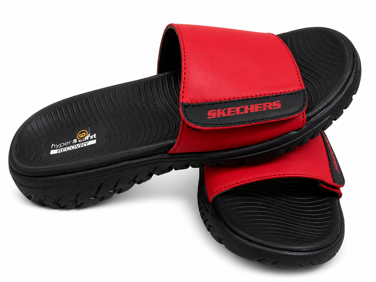 Stylish Red Black Comfort Slide Sandals Women