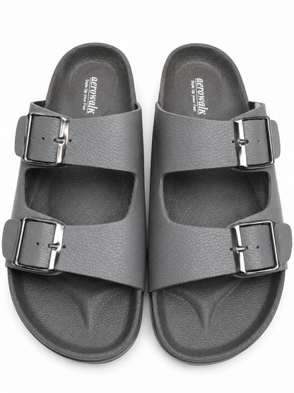 Minimal Black Double Buckle Comfort Casual Sandals