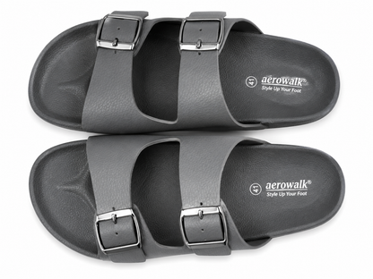 Minimal Black Double Buckle Comfort Casual Sandals