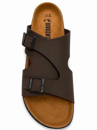 Stylish Brown Double Buckle Comfort Casual Sandals