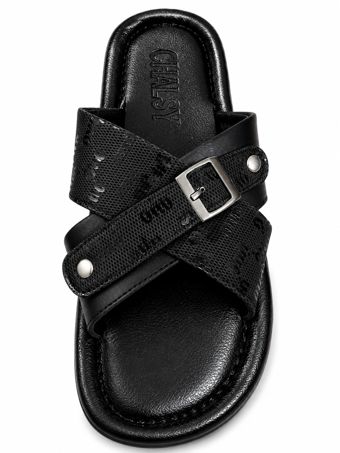 Trendy Black Cross Strap Buckle Casual Sandals