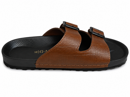 Classic Brown Double Buckle Comfort Casual Sandals