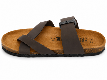 Elegant Brown Toe Ring Buckle Comfort Sandals
