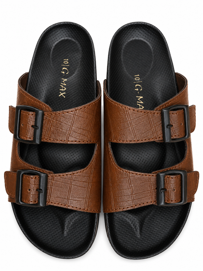Classic Brown Double Buckle Comfort Casual Sandals