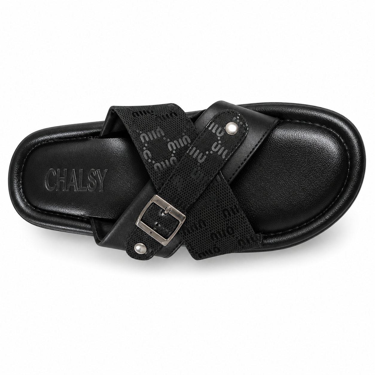 Trendy Black Cross Strap Buckle Casual Sandals