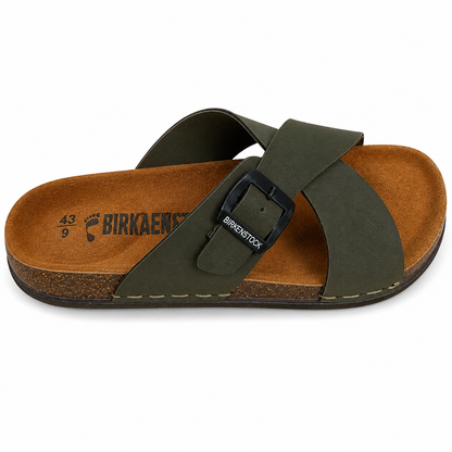 Stylish Black Cross Strap Buckle Comfort Sandals