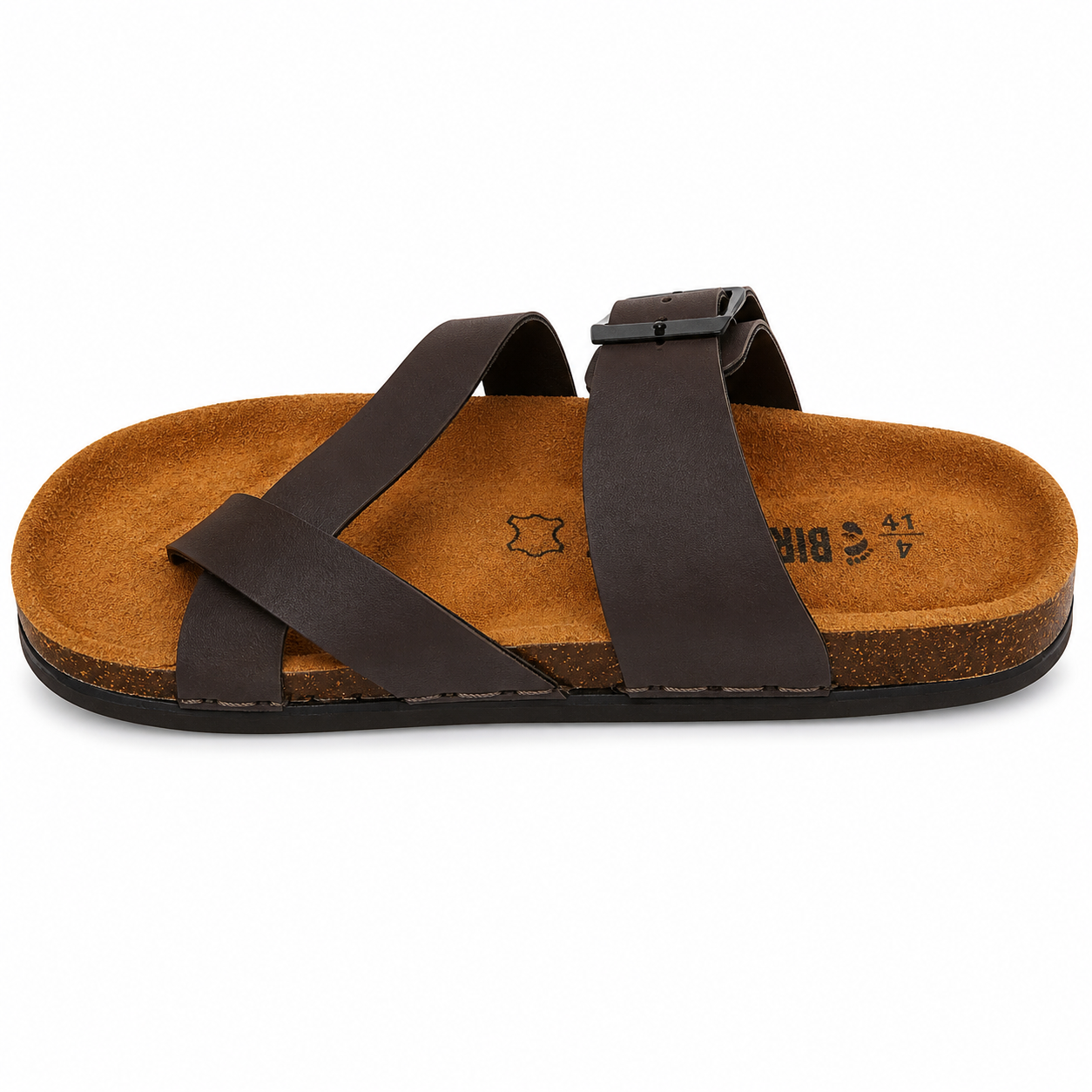 Elegant Brown Toe Ring Buckle Comfort Sandals