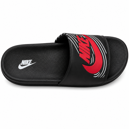 Sporty Black Red Graphic Comfort Slide Sandals