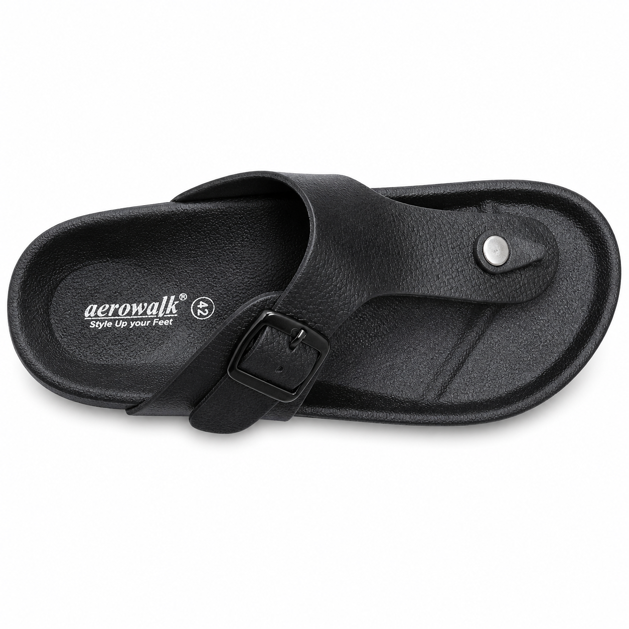 Black Toe Ring Buckle Comfort Casual Sandals