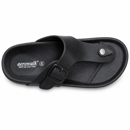 Black Toe Ring Buckle Comfort Casual Sandals