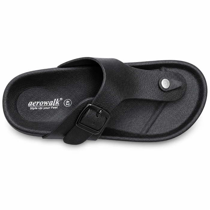 Black Toe Ring Buckle Comfort Casual Sandals