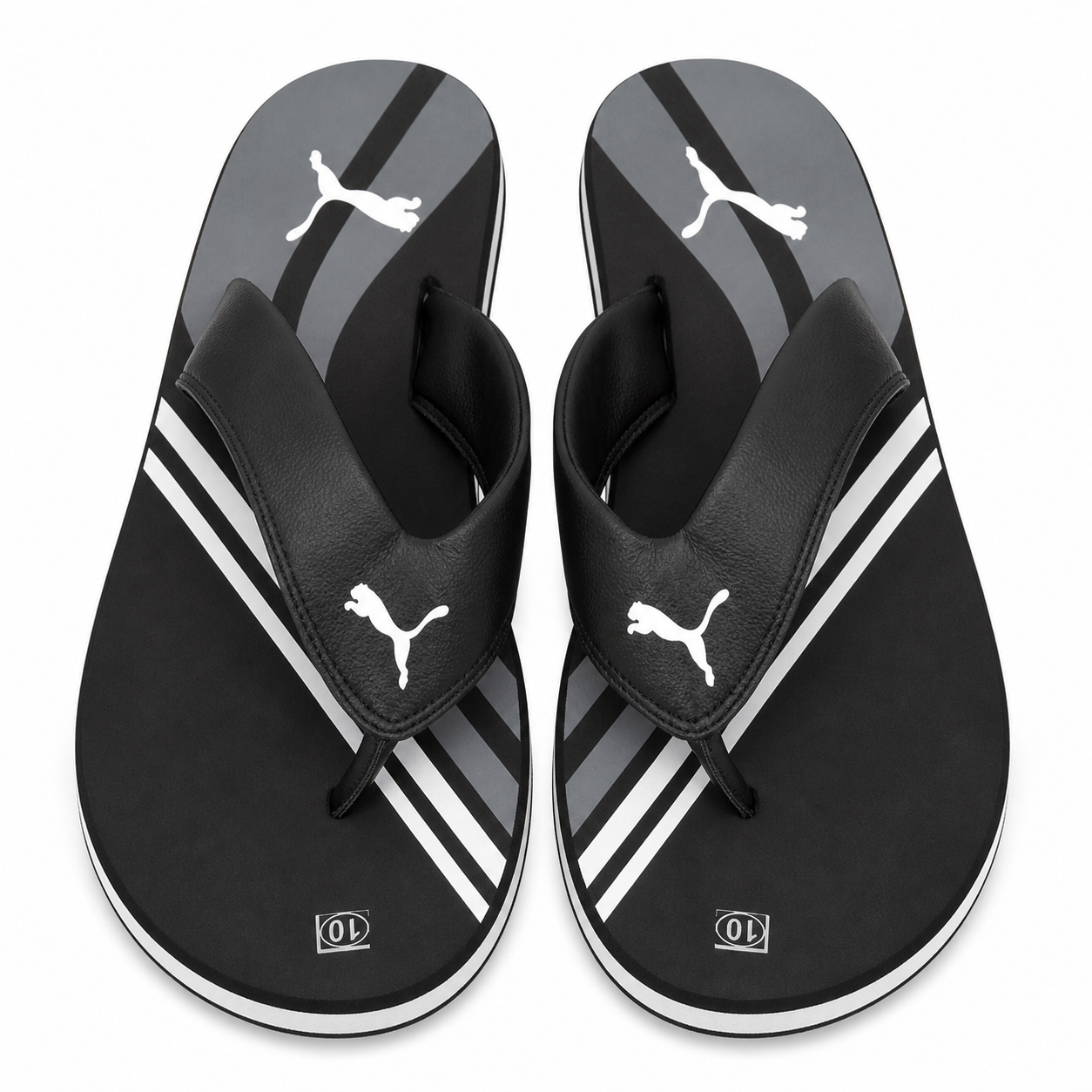 Black Sporty Toe Post Comfort Casual Flip Flops