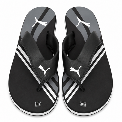 Black Sporty Toe Post Comfort Casual Flip Flops