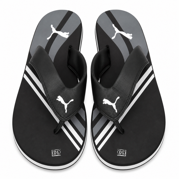 Black Sporty Toe Post Comfort Casual Flip Flops