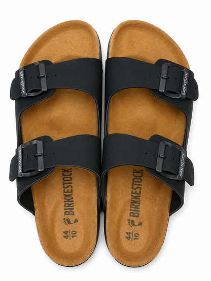 Classic Black Double Strap Comfort Casual Sandals