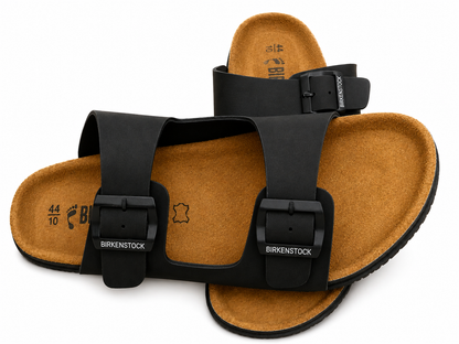 Classic Black Double Strap Comfort Casual Sandals