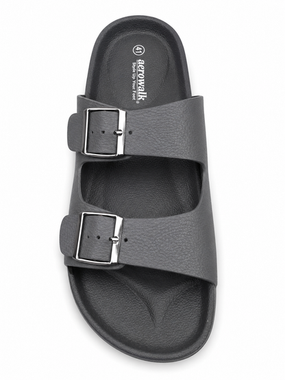 Minimal Black Double Buckle Comfort Casual Sandals