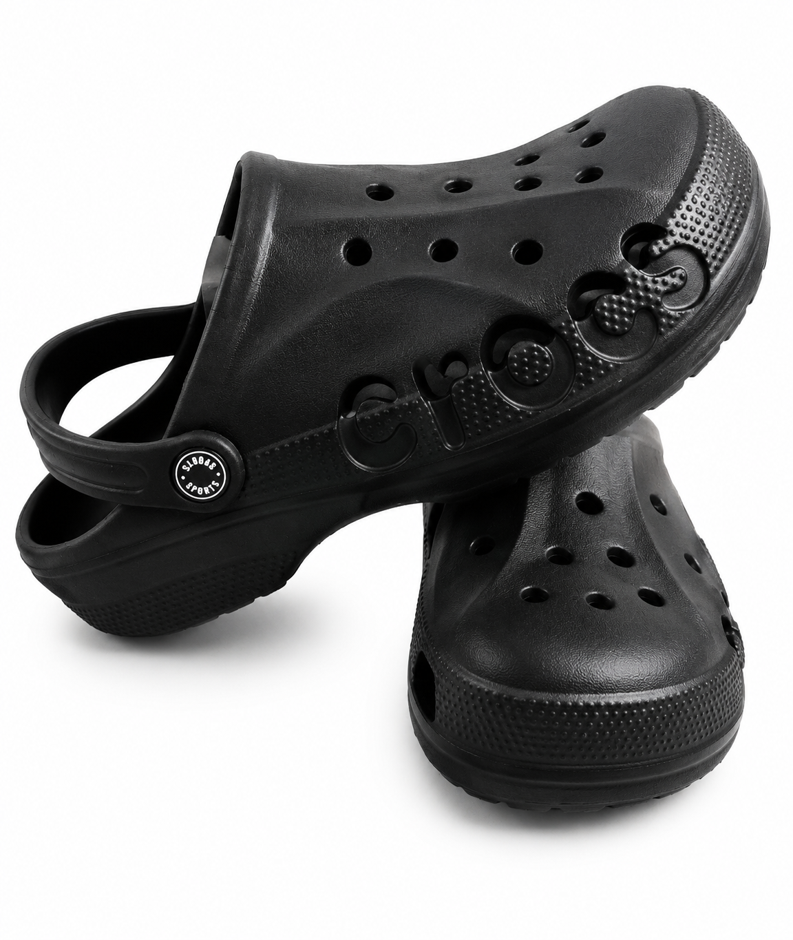 Black Lightweight Ventilated Comfort Clogs Casual Slip-On