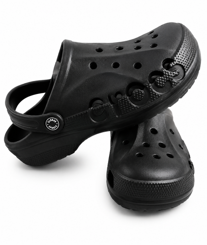 Black Lightweight Ventilated Comfort Clogs Casual Slip-On