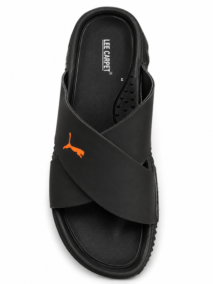 Sporty Black Comfort Slip-On Casual Slide Sandals