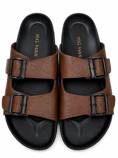 Classic Brown Double Buckle Comfort Casual Sandals