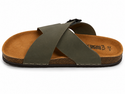 Stylish Black Cross Strap Buckle Comfort Sandals
