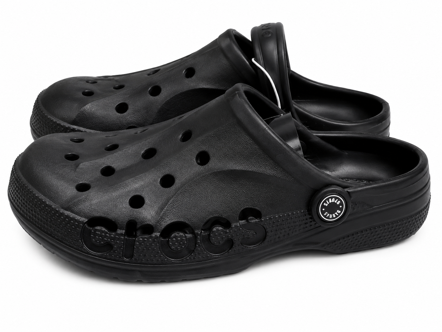 Black Lightweight Ventilated Comfort Clogs Casual Slip-On