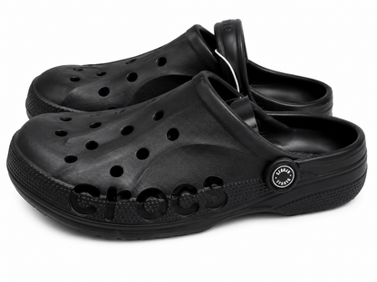 Black Lightweight Ventilated Comfort Clogs Casual Slip-On