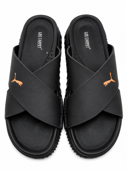 Sporty Black Comfort Slip-On Casual Slide Sandals