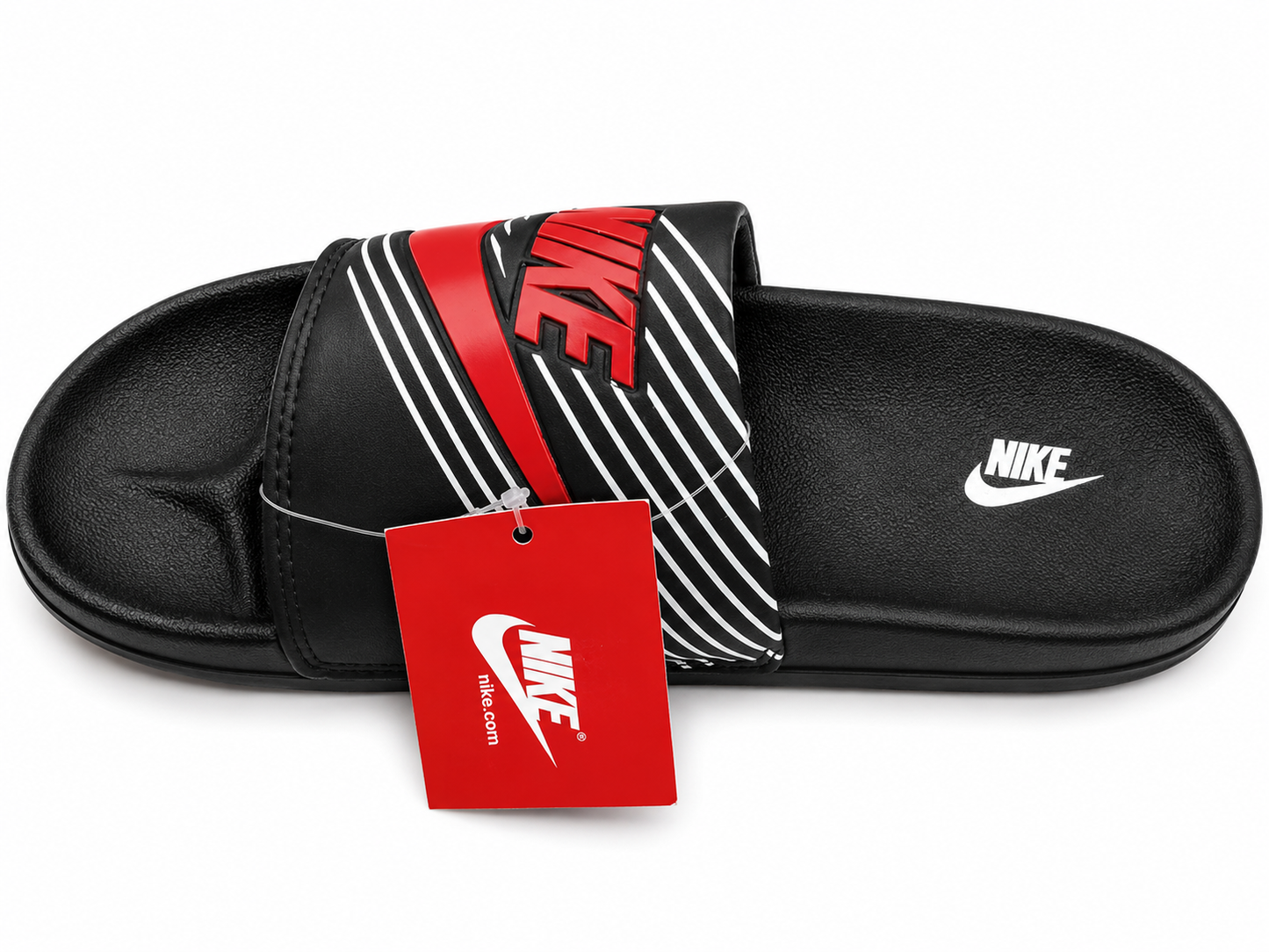 Sporty Black Red Graphic Comfort Slide Sandals